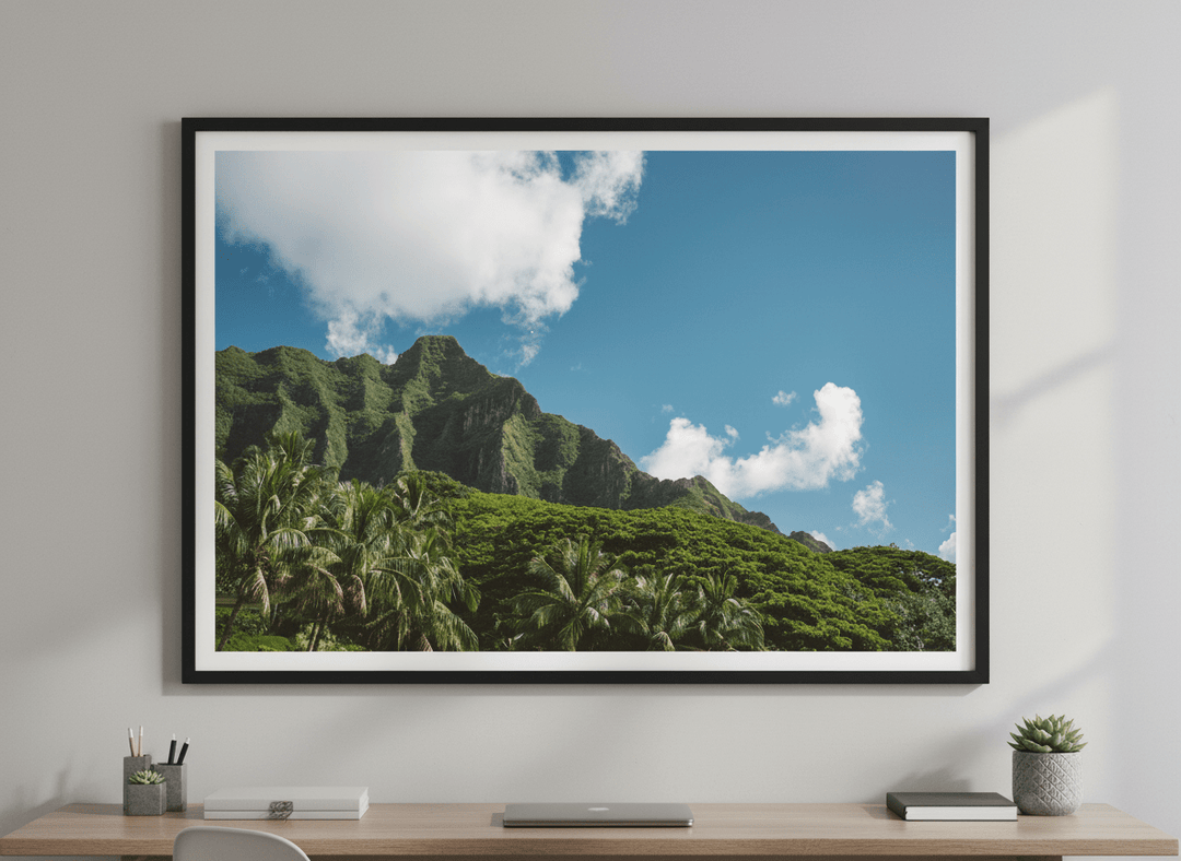 Contemporary wall art featured in a bright modern office workspace
