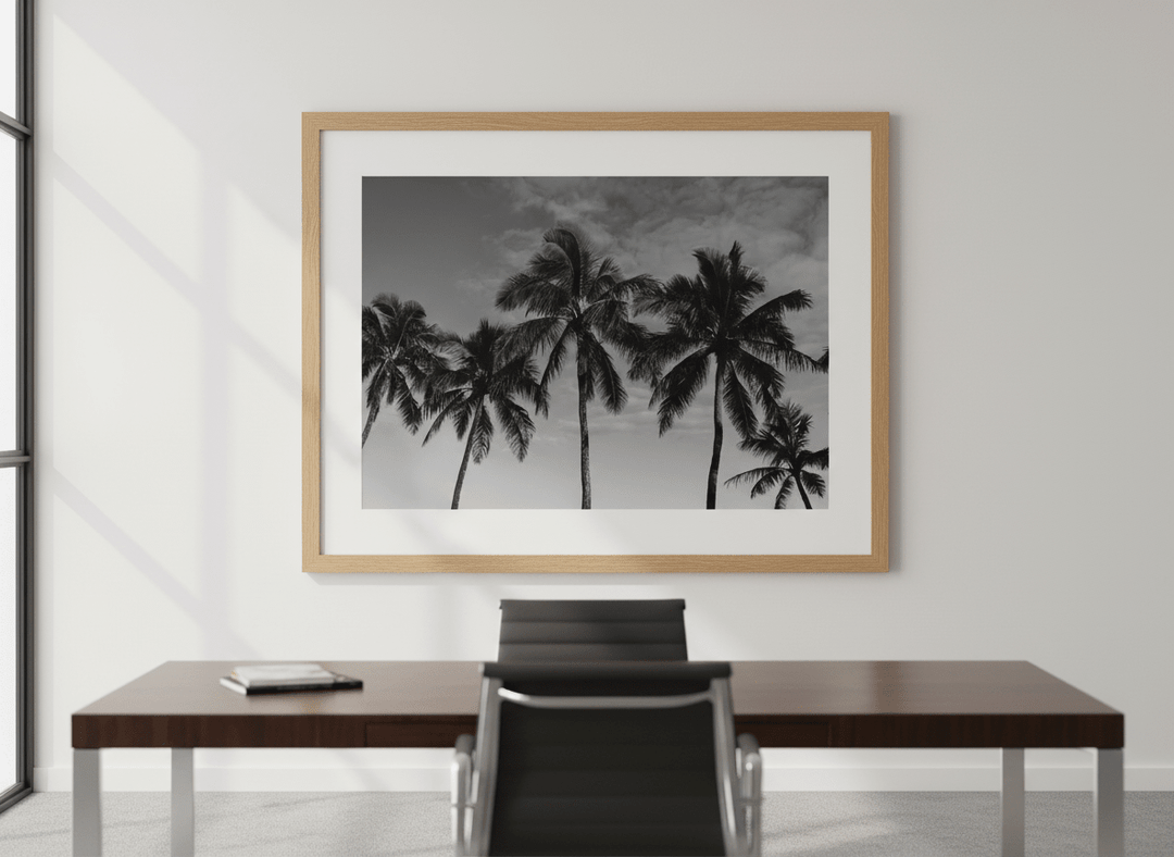 Contemporary wall art featured in a bright modern office workspace
