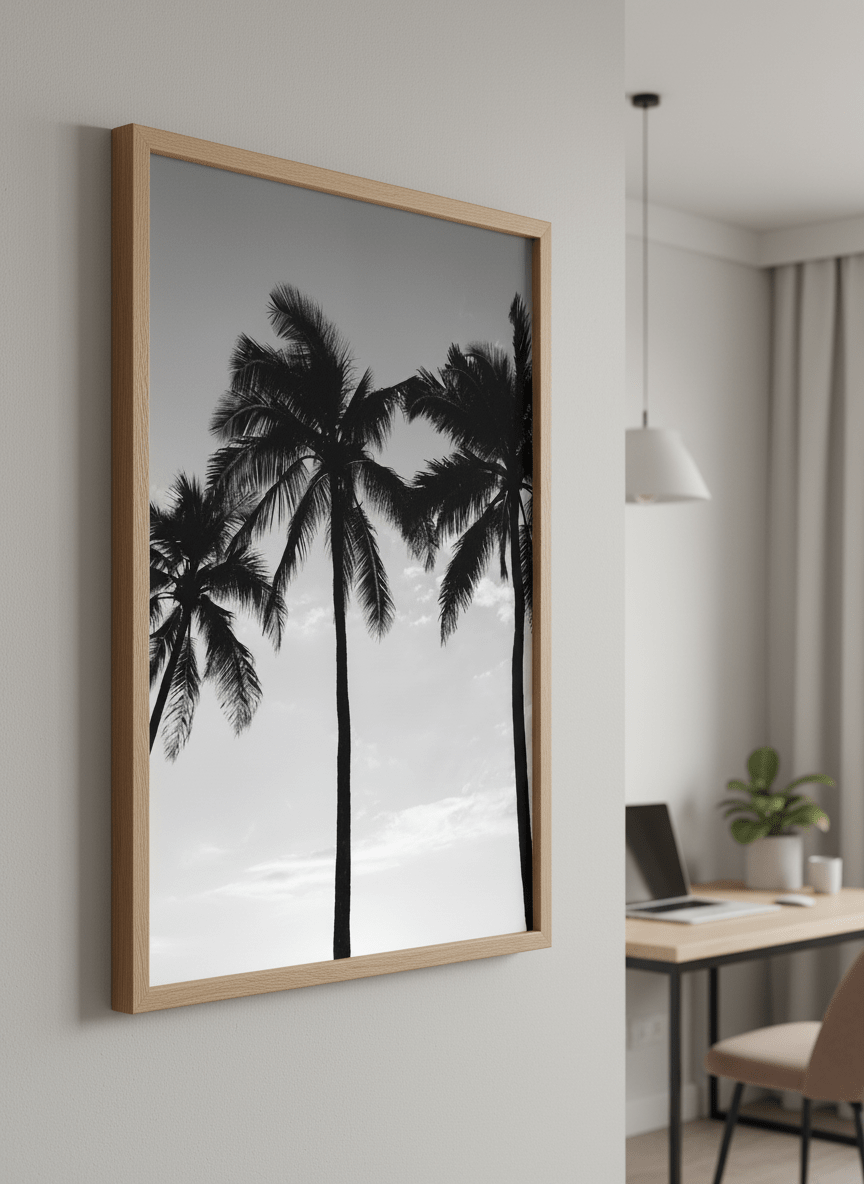 Contemporary wall art featured in a bright modern office workspace