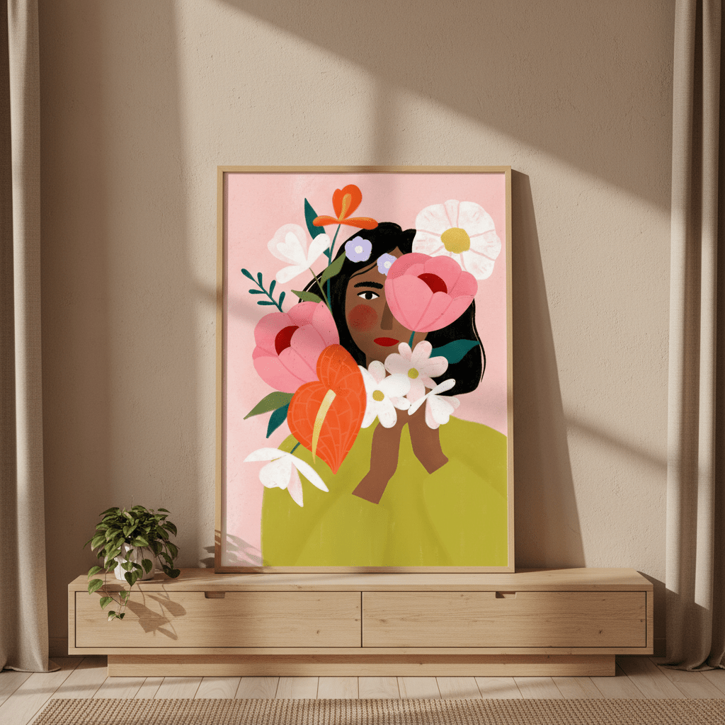 Hiding Behind Flowers by Bea Muller wall - art - picture - poster