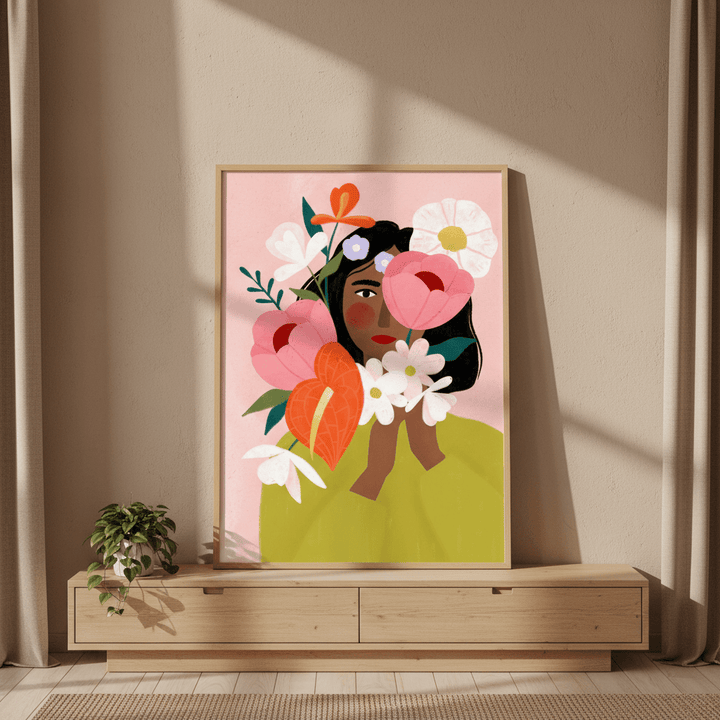 Hiding Behind Flowers by Bea Muller wall - art - picture - poster