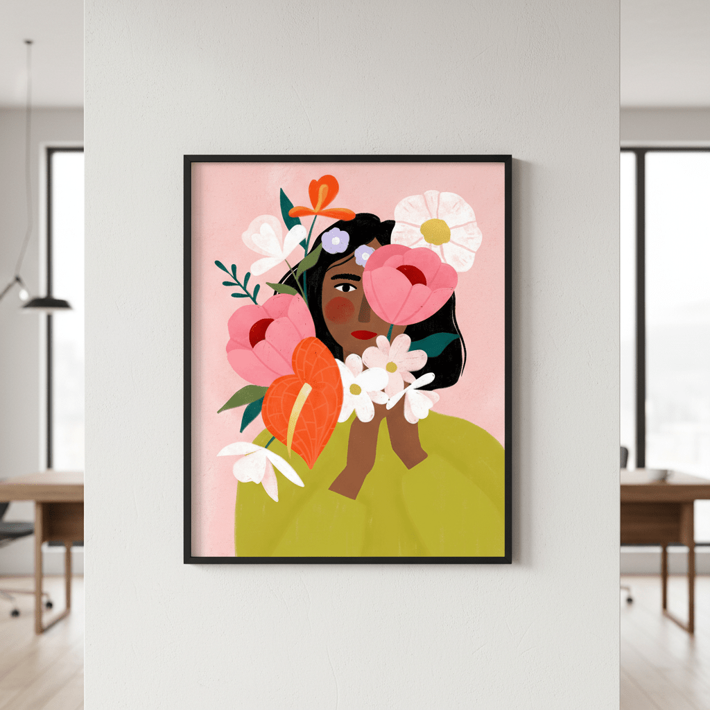 Hiding Behind Flowers by Bea Muller wall - art - picture - poster