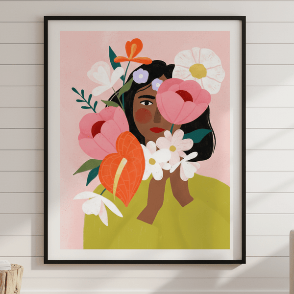 Hiding Behind Flowers by Bea Muller | Art & Canvas Print