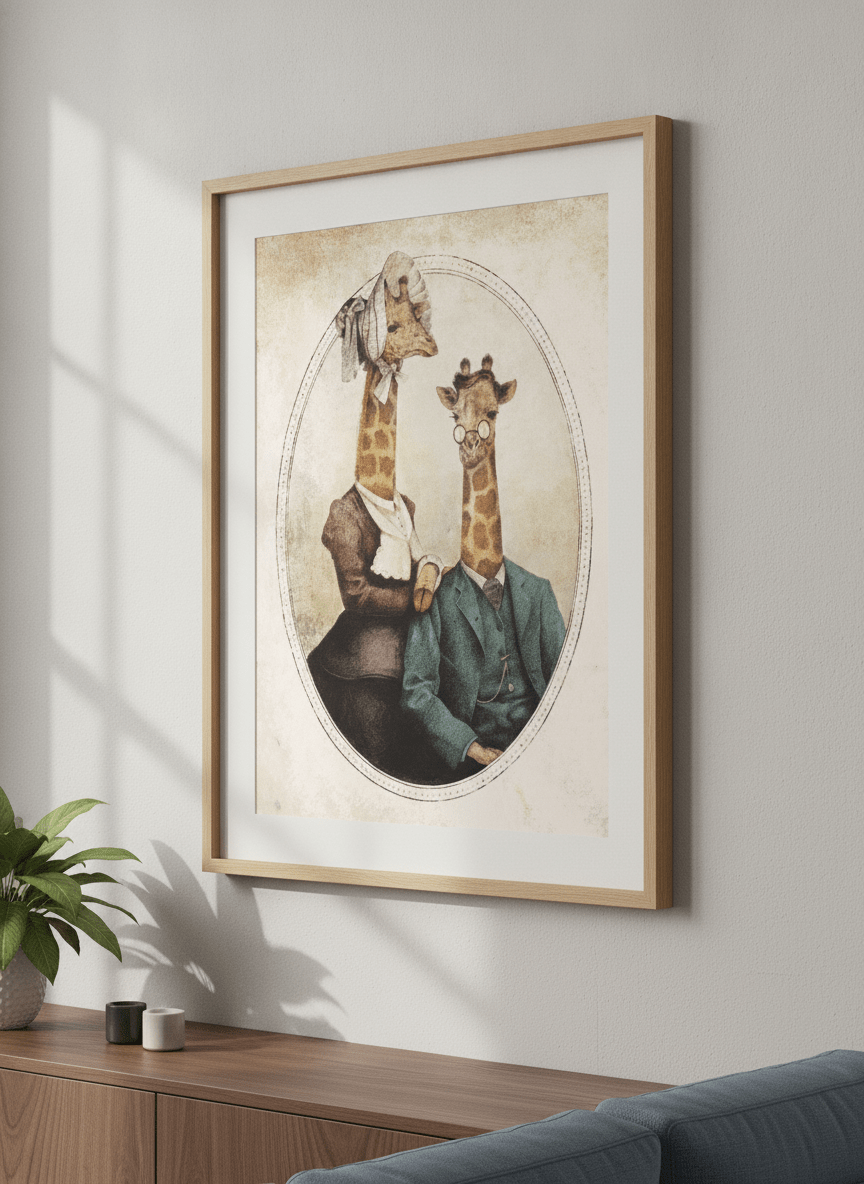 Modern wall art styled above a sofa in a neutral living room
