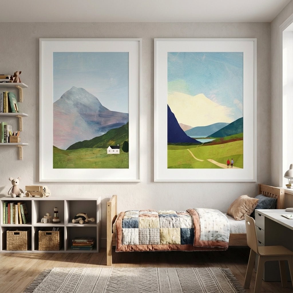 Highland Hike Abstract Duo Painting by Henry Rivers wall - art - picture - poster