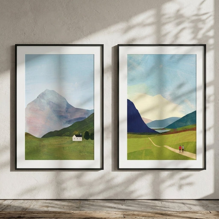 Highland Hike Abstract Duo Painting by Henry Rivers wall - art - picture - poster