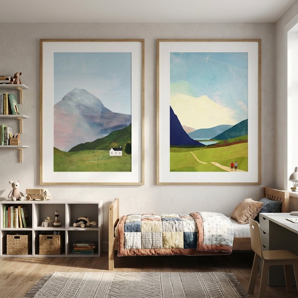 Highland Hike Abstract Duo Painting by Henry Rivers wall - art - picture - poster