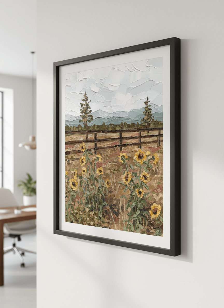 Contemporary wall art featured in a bright modern office workspace