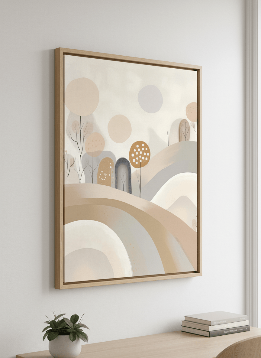 Contemporary wall art featured in a bright modern office workspace