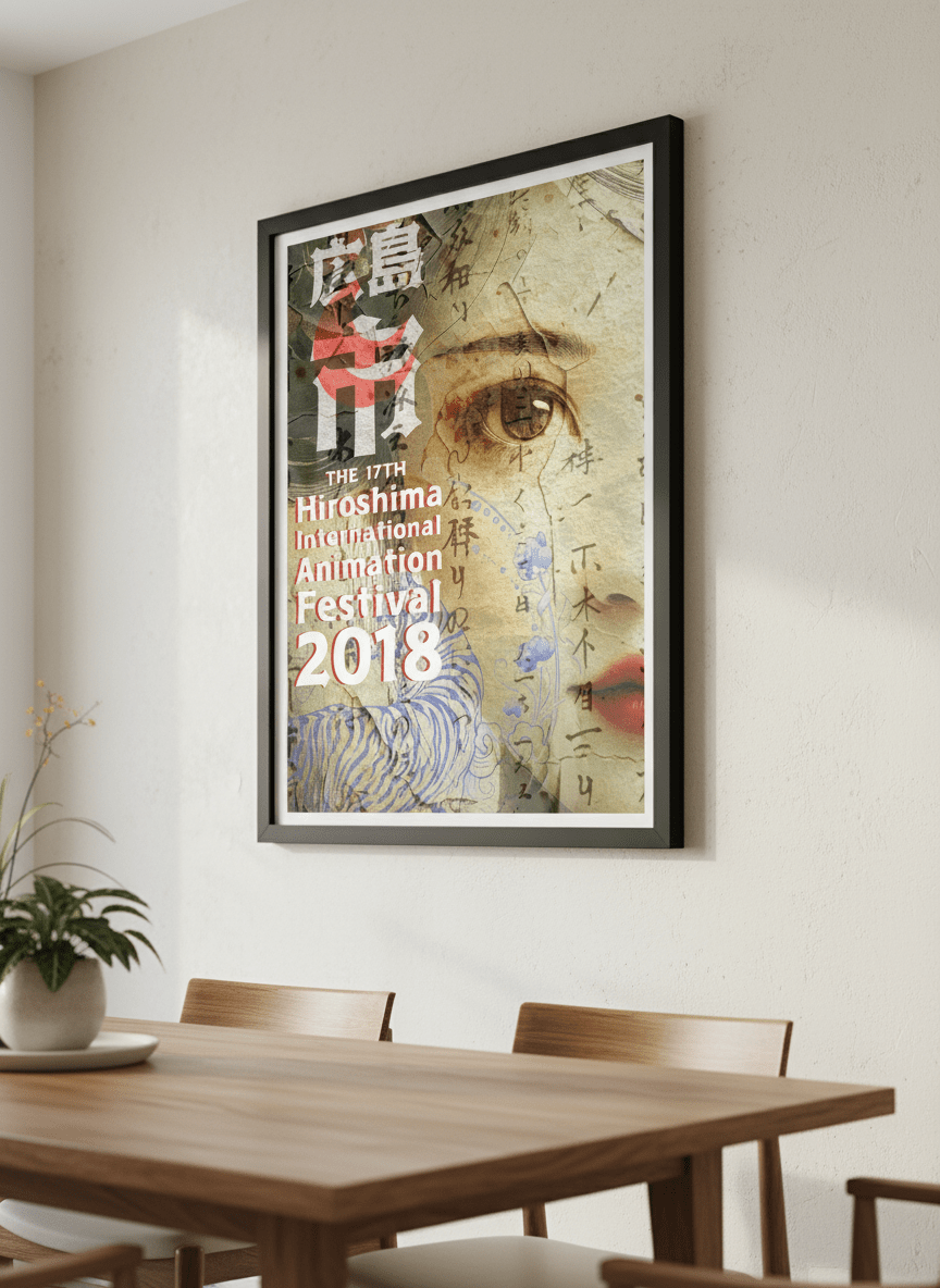 Wall art styled above a dining table in a contemporary home