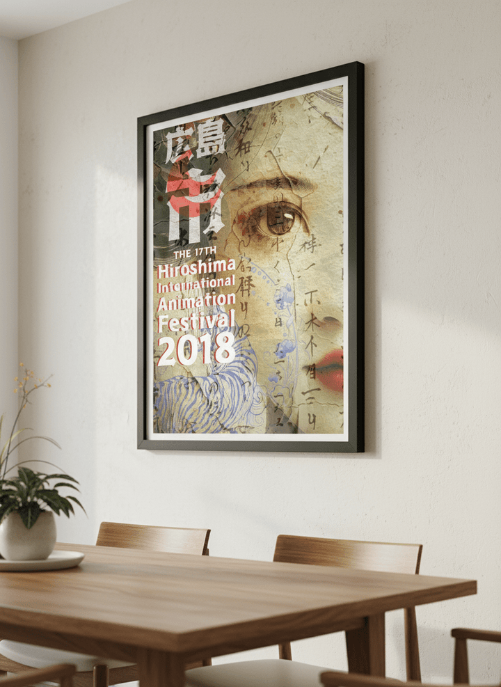 Wall art styled above a dining table in a contemporary home