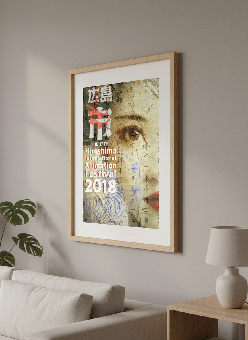 Modern wall art styled above a sofa in a neutral living room