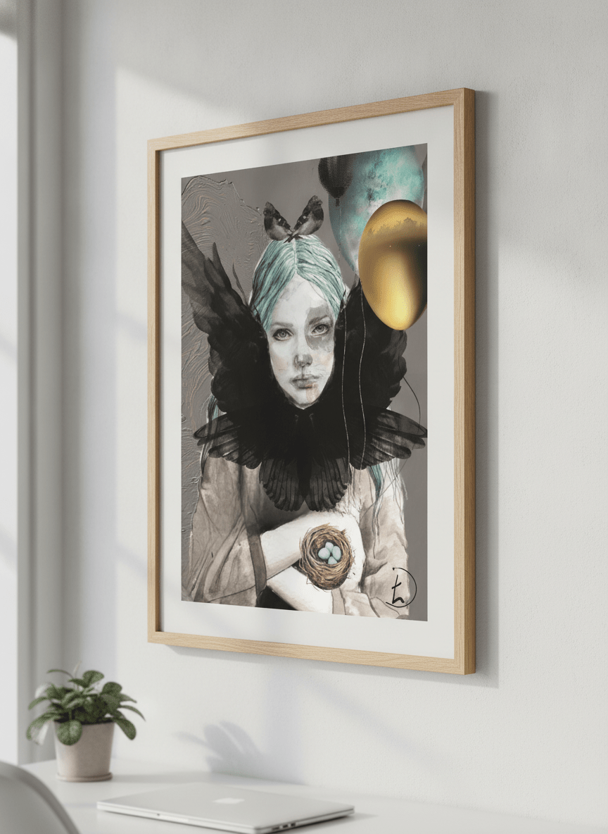Contemporary wall art featured in a bright modern office workspace