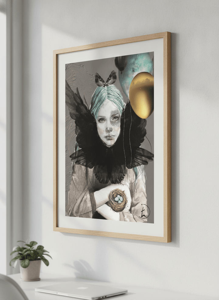 Contemporary wall art featured in a bright modern office workspace