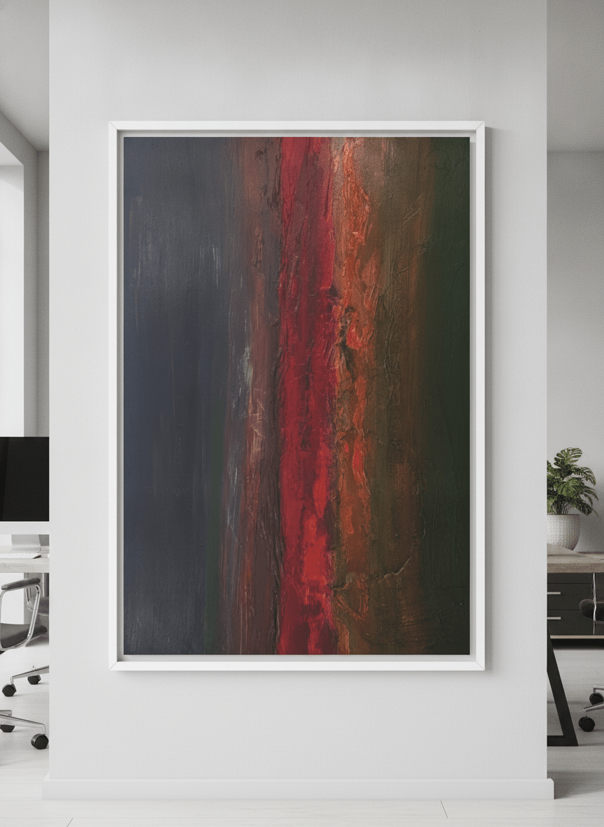 Contemporary wall art featured in a bright modern office workspace