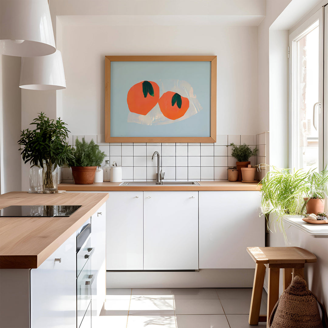 Abstract Orange Pair Kitchen Print,kitchen,timber border