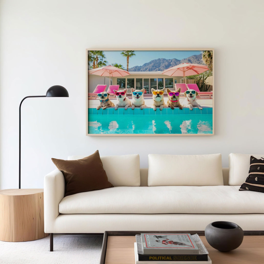 Hot Dogs, Cool Shades,livingroom,timber border