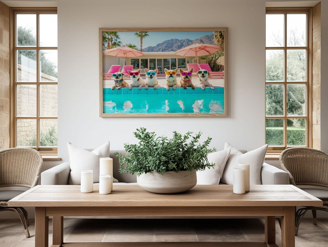 Hot Dogs, Cool Shades,livingroom,timber border
