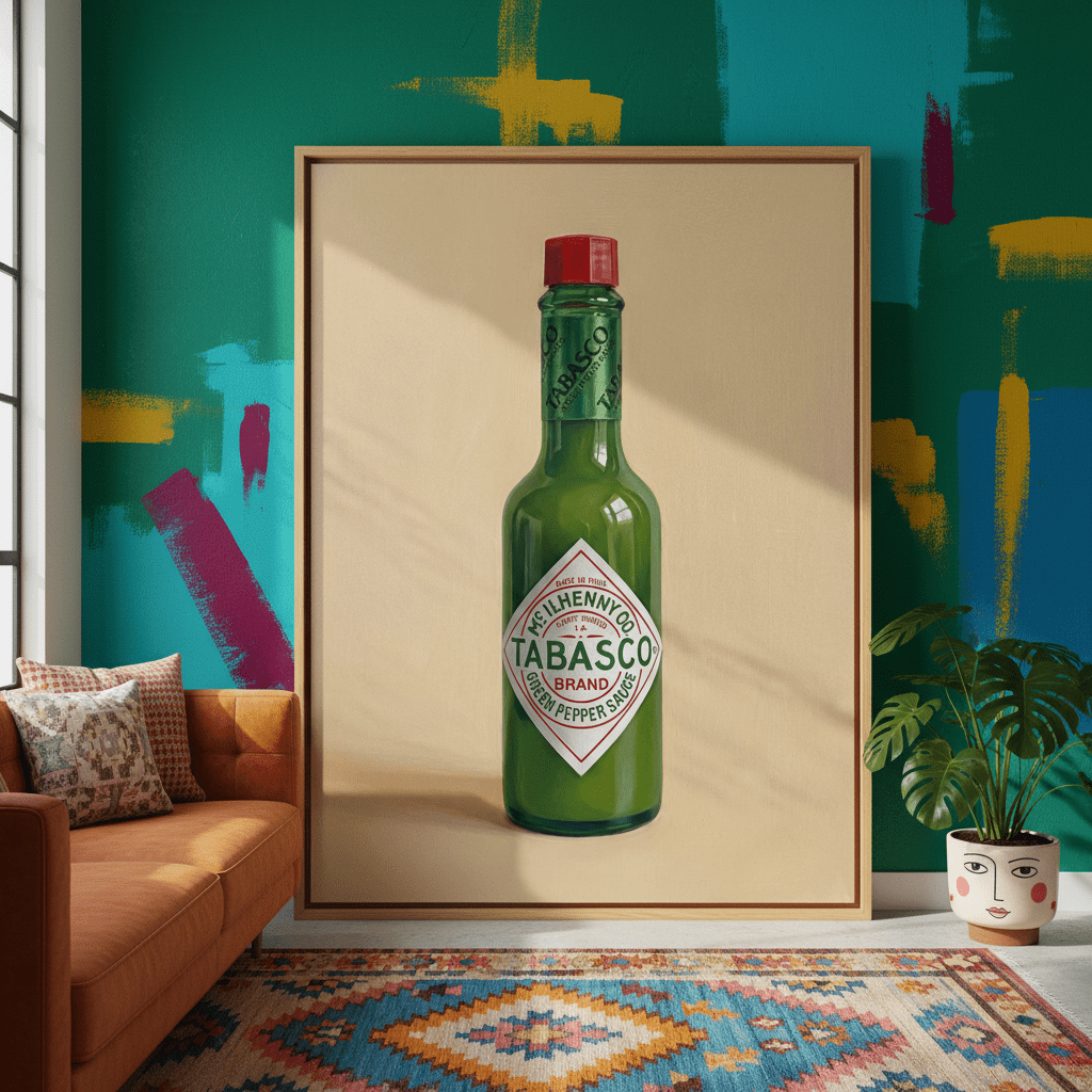 Hot Green Tobasco Sauce Illustration Sketch wall - art - picture - poster