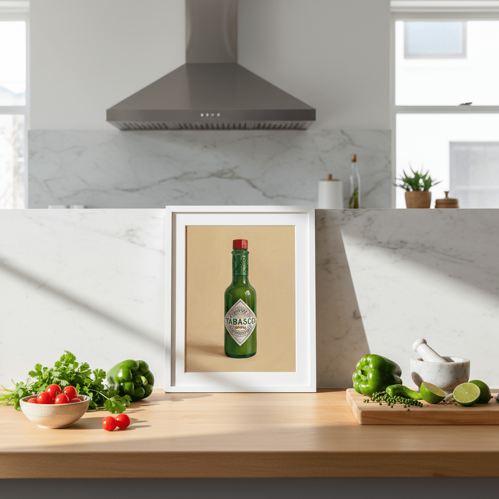 Hot Green Tobasco Sauce Illustration Sketch wall - art - picture - poster