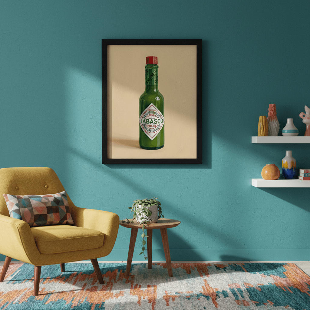 Hot Green Tobasco Sauce Illustration Sketch wall - art - picture - poster