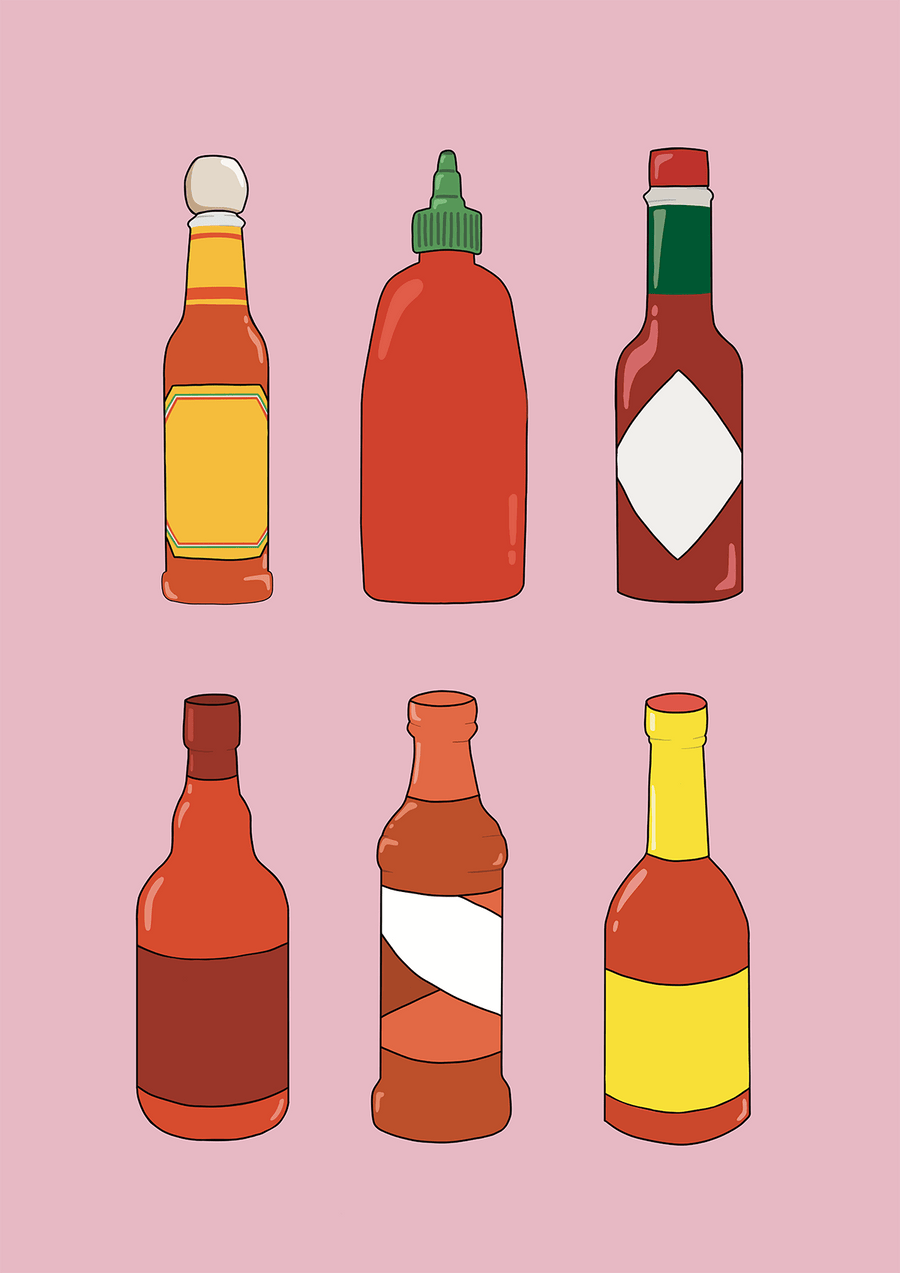 Hot Sauce Kitchen Print by Lucia Sankovic