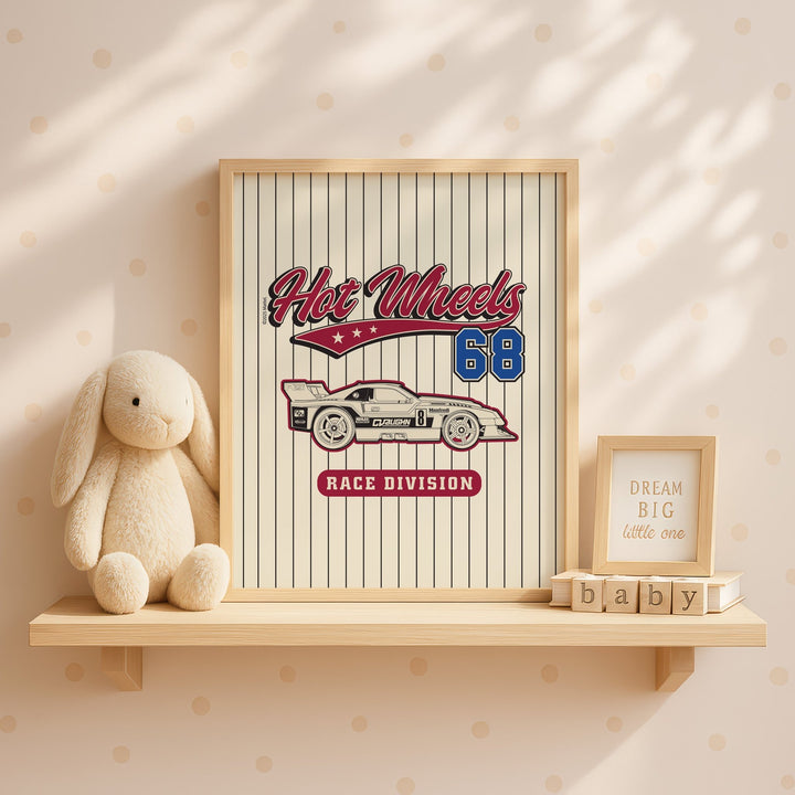 Hot Wheels 68 Race Division Varsity Print wall - art - picture - poster