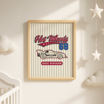 Hot Wheels 68 Race Division Varsity Print wall - art - picture - poster