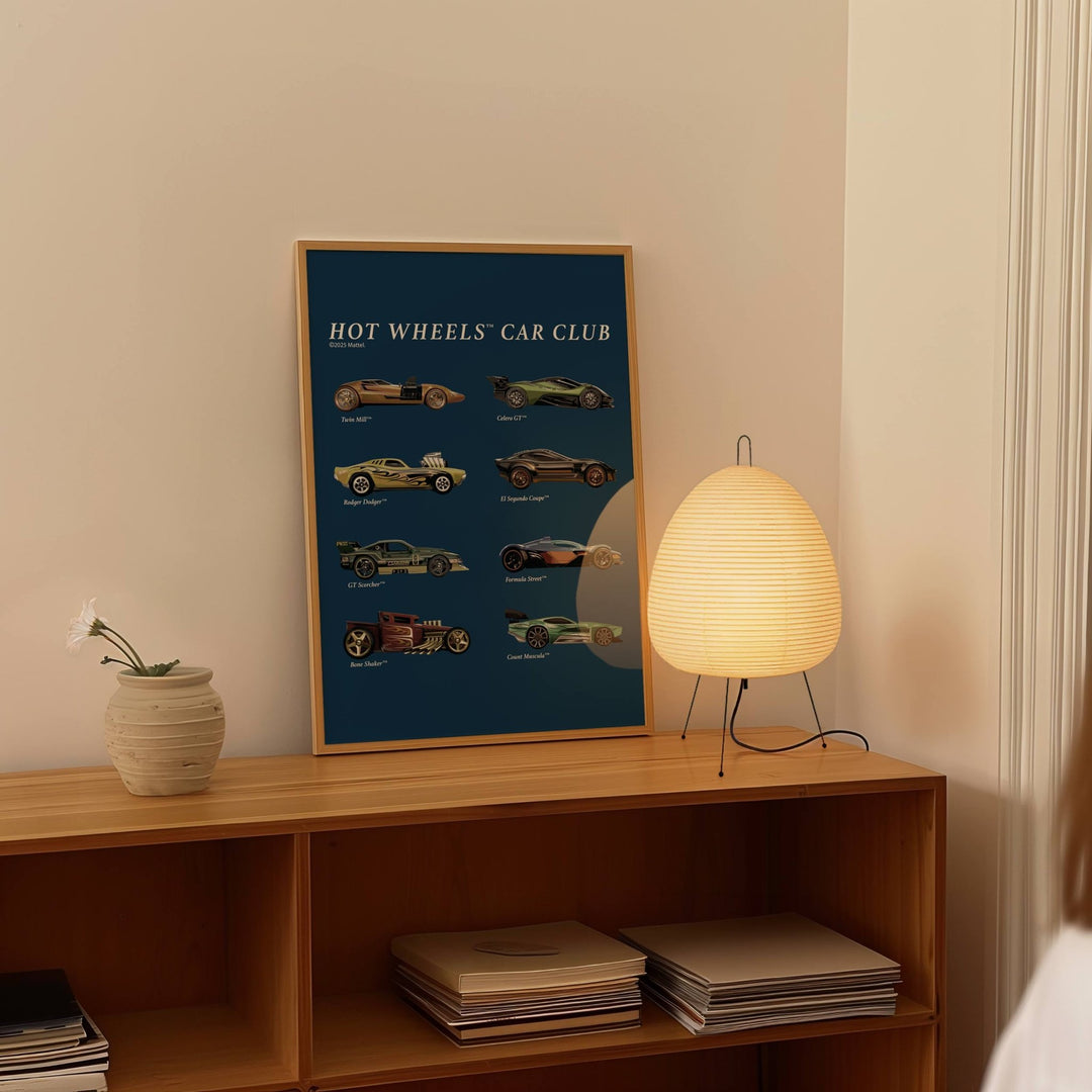 Hot Wheels Coloured Car Club Vintage Retro Print wall - art - picture - poster