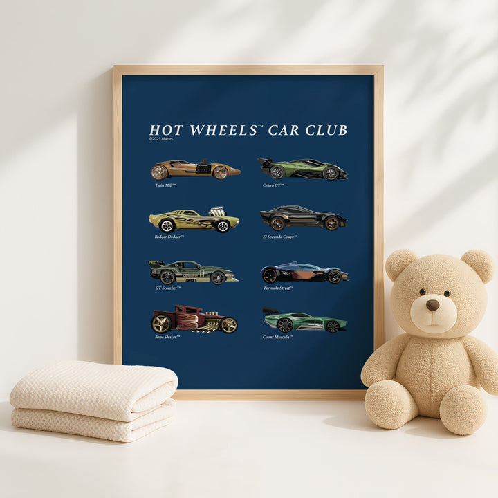 Hot Wheels Coloured Car Club Vintage Retro Print wall - art - picture - poster