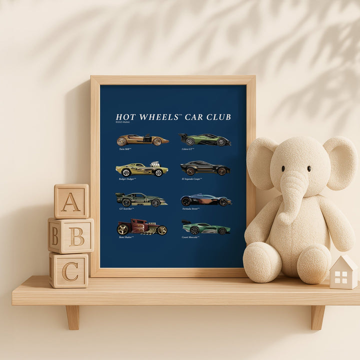 Hot Wheels Coloured Car Club Vintage Retro Print wall - art - picture - poster