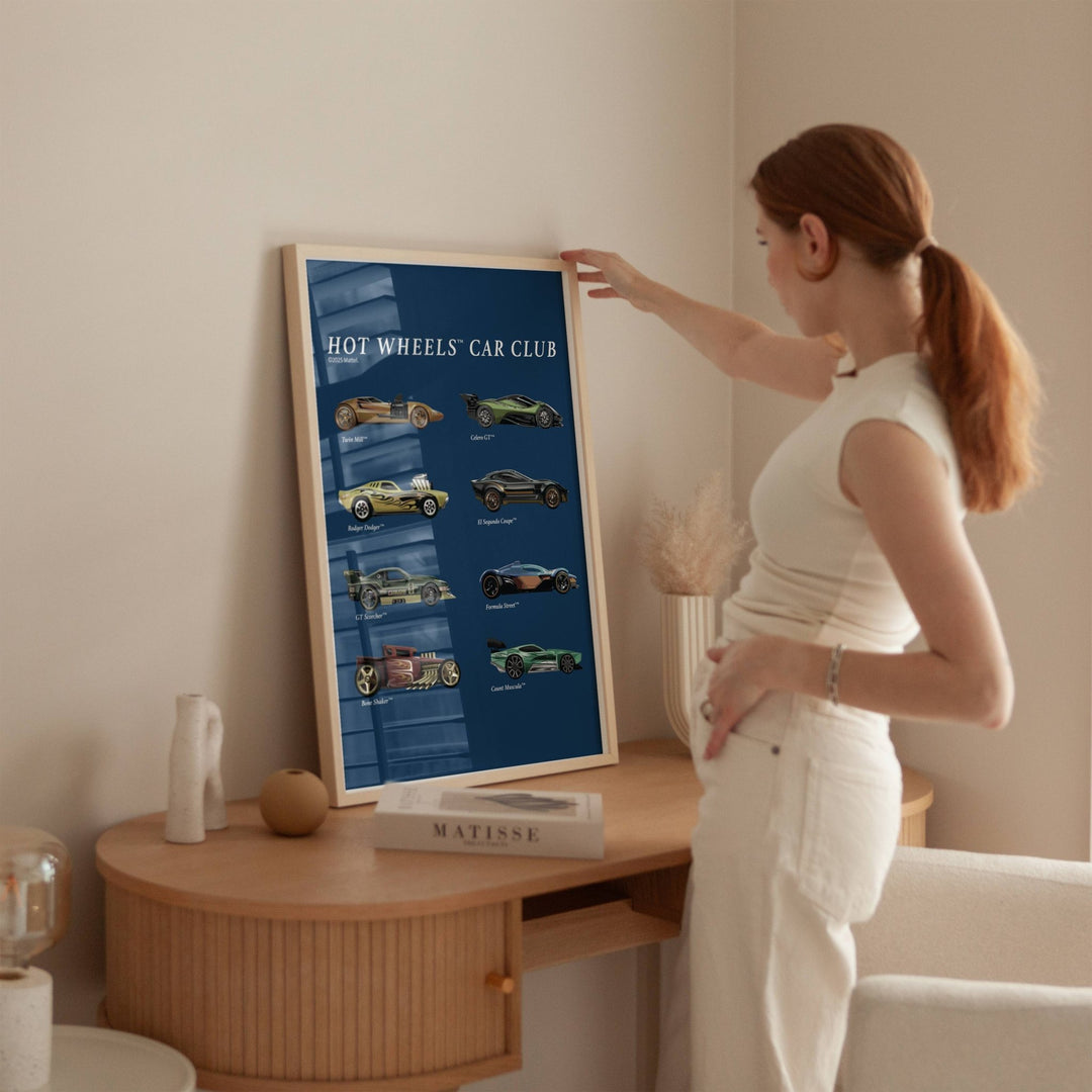Hot Wheels Coloured Car Club Vintage Retro Print wall - art - picture - poster
