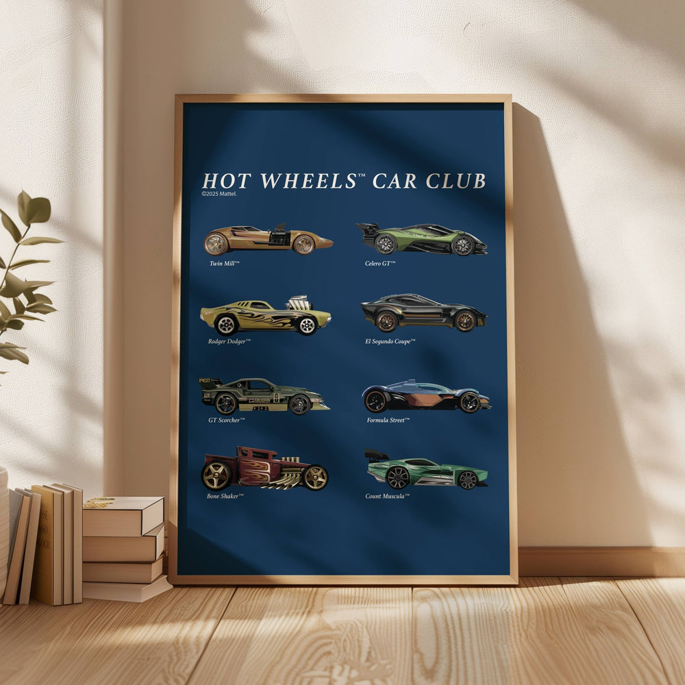 Hot Wheels Coloured Car Club Vintage Retro Print wall - art - picture - poster