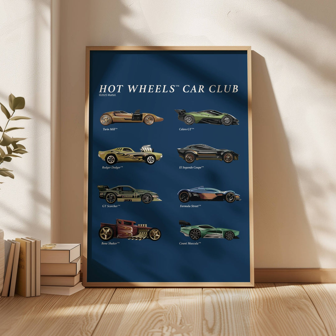Hot Wheels Coloured Car Club Vintage Retro Print wall - art - picture - poster