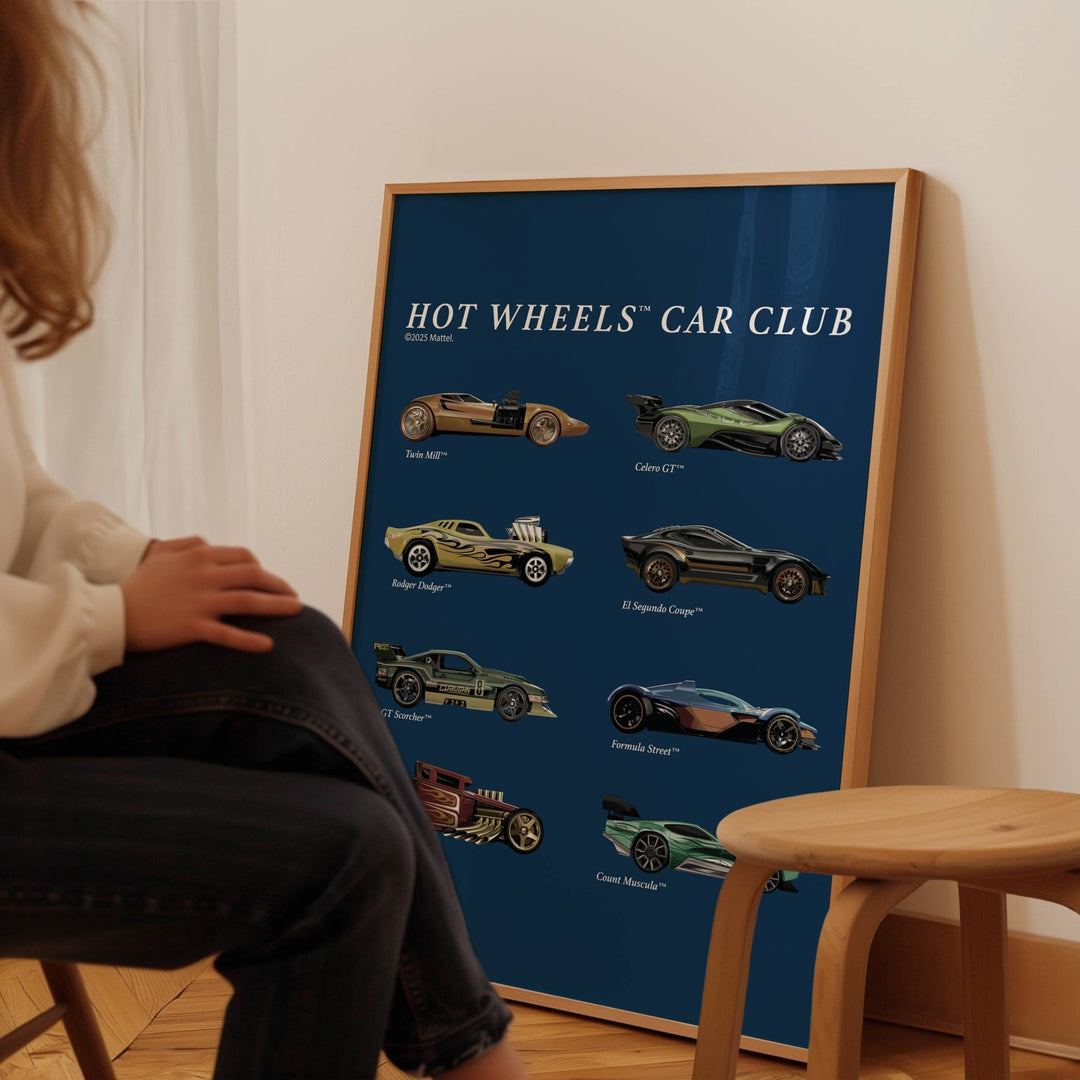 Hot Wheels Coloured Car Club Vintage Retro Print wall - art - picture - poster