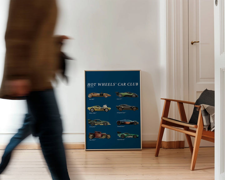 Hot Wheels Coloured Car Club Vintage Retro Print wall - art - picture - poster