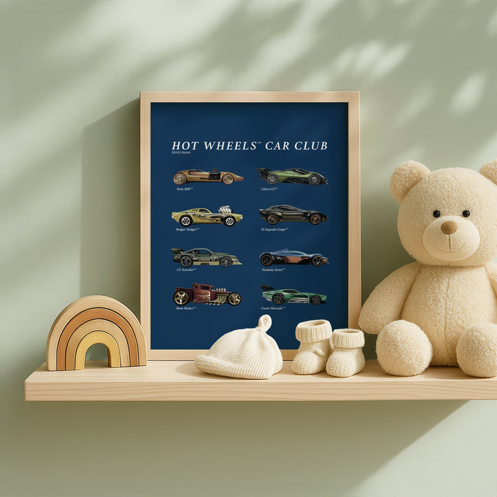 Hot Wheels Coloured Car Club Vintage Retro Print wall - art - picture - poster