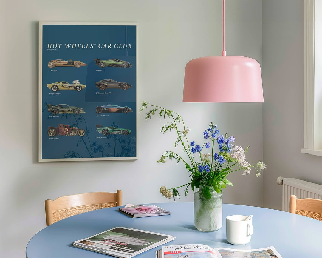 Hot Wheels Coloured Car Club Vintage Retro Print wall - art - picture - poster