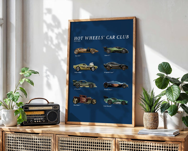 Hot Wheels Coloured Car Club Vintage Retro Print wall - art - picture - poster