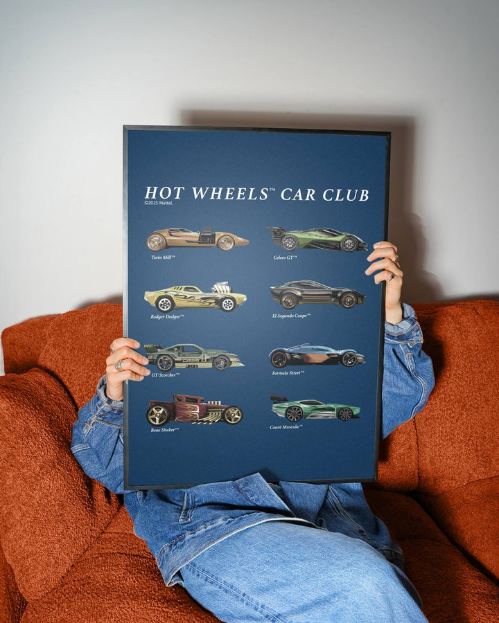 Hot Wheels Coloured Car Club Vintage Retro Print wall - art - picture - poster