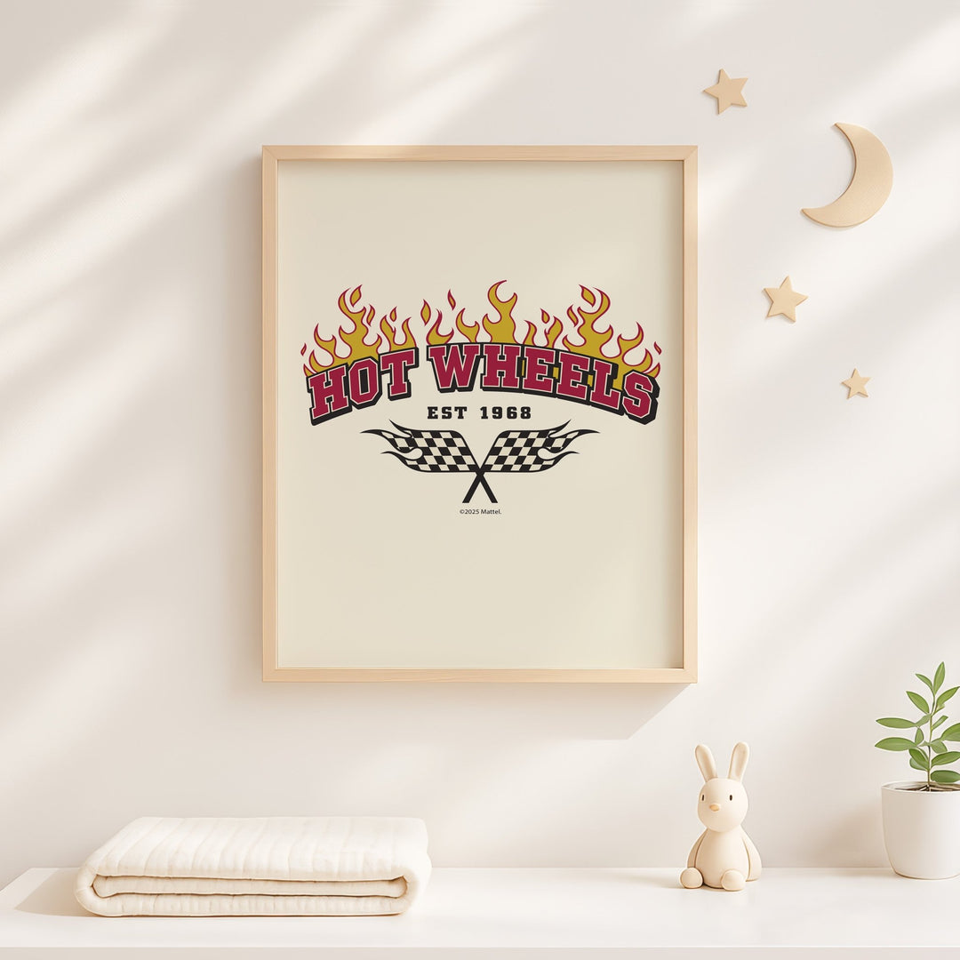 Hot Wheels Est 1968 Flaming Flag Print wall - art - picture - poster