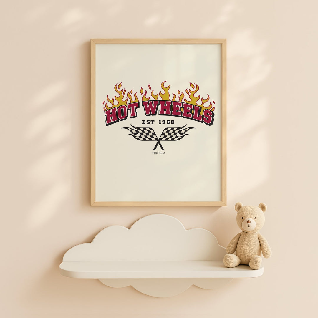 Hot Wheels Est 1968 Flaming Flag Print wall - art - picture - poster