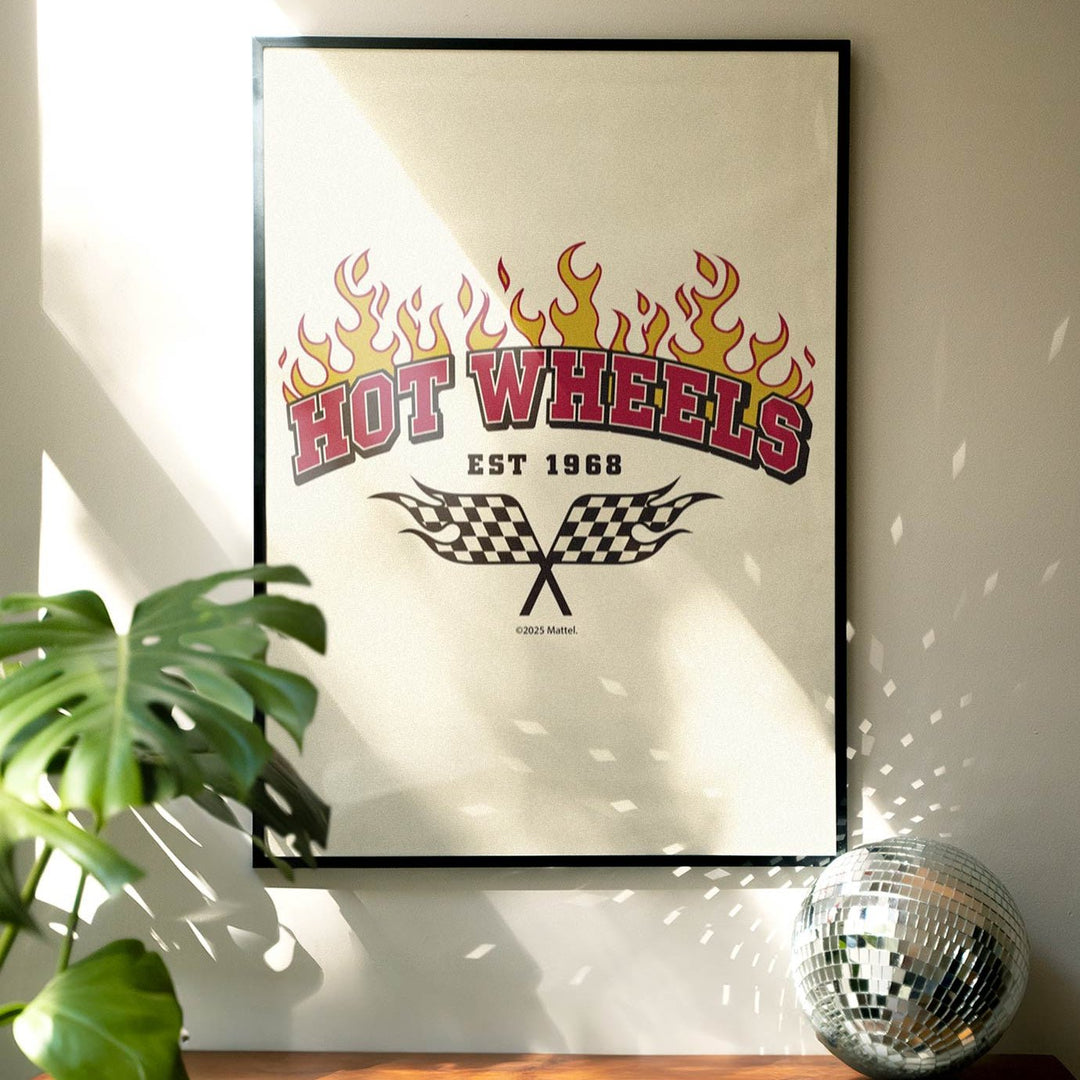 Hot Wheels Est 1968 Flaming Flag Print wall - art - picture - poster