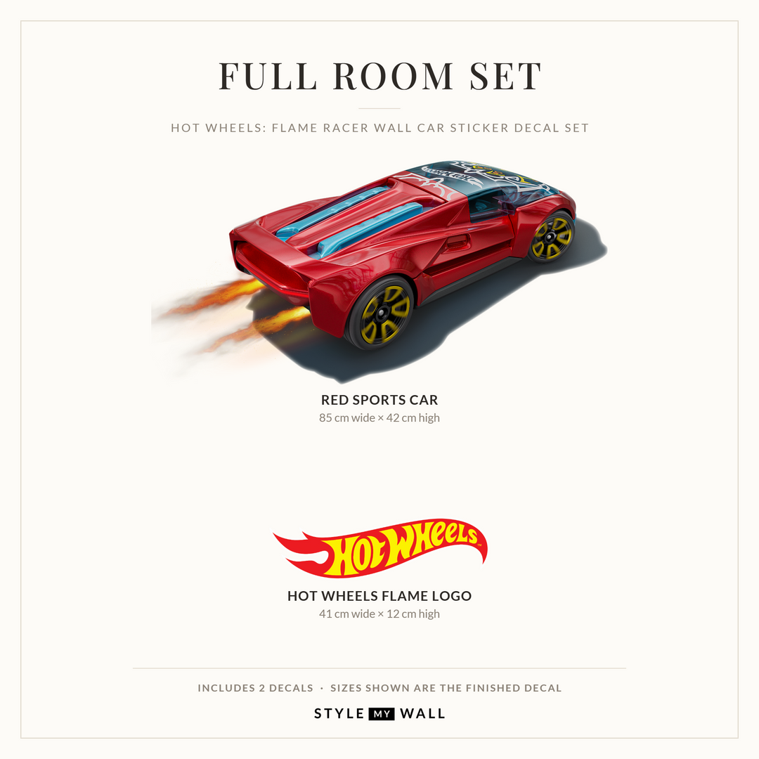 Hot Wheels: Flame Racer Wall Car Sticker Decal Set