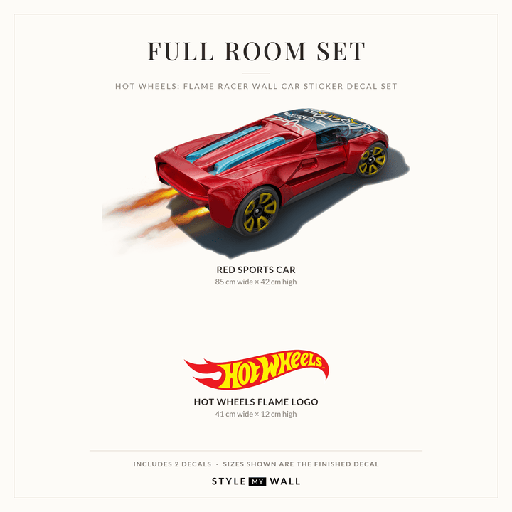 Hot Wheels: Flame Racer Wall Car Sticker Decal Set wall-art-picture-poster