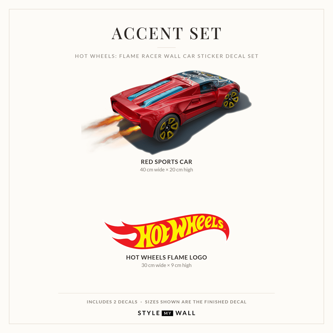 Hot Wheels: Flame Racer Wall Car Sticker Decal Set wall-art-picture-poster