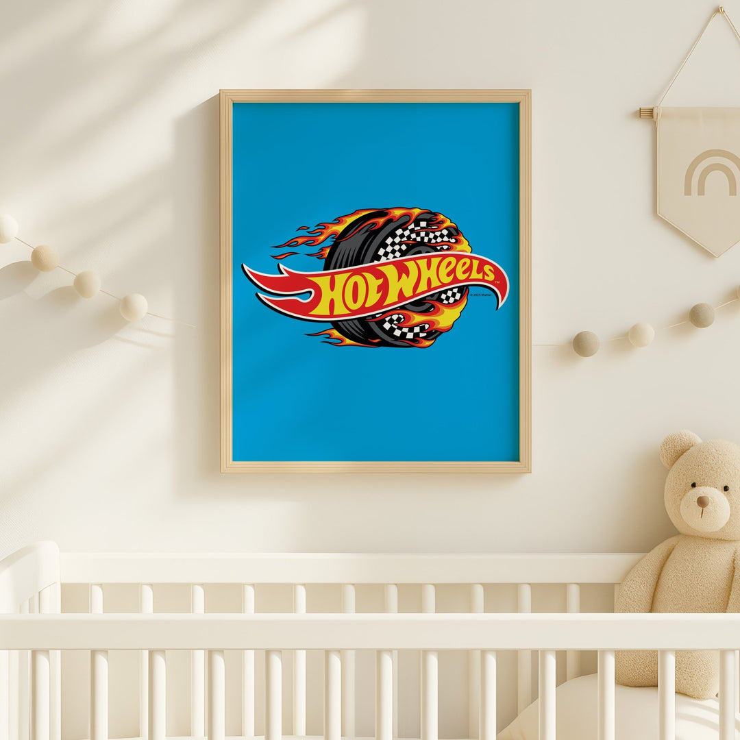 Hot Wheels Flaming Logo Tyre Wall Art wall - art - picture - poster