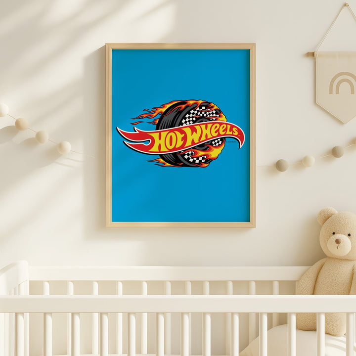 Hot Wheels Flaming Logo Tyre Wall Art wall - art - picture - poster
