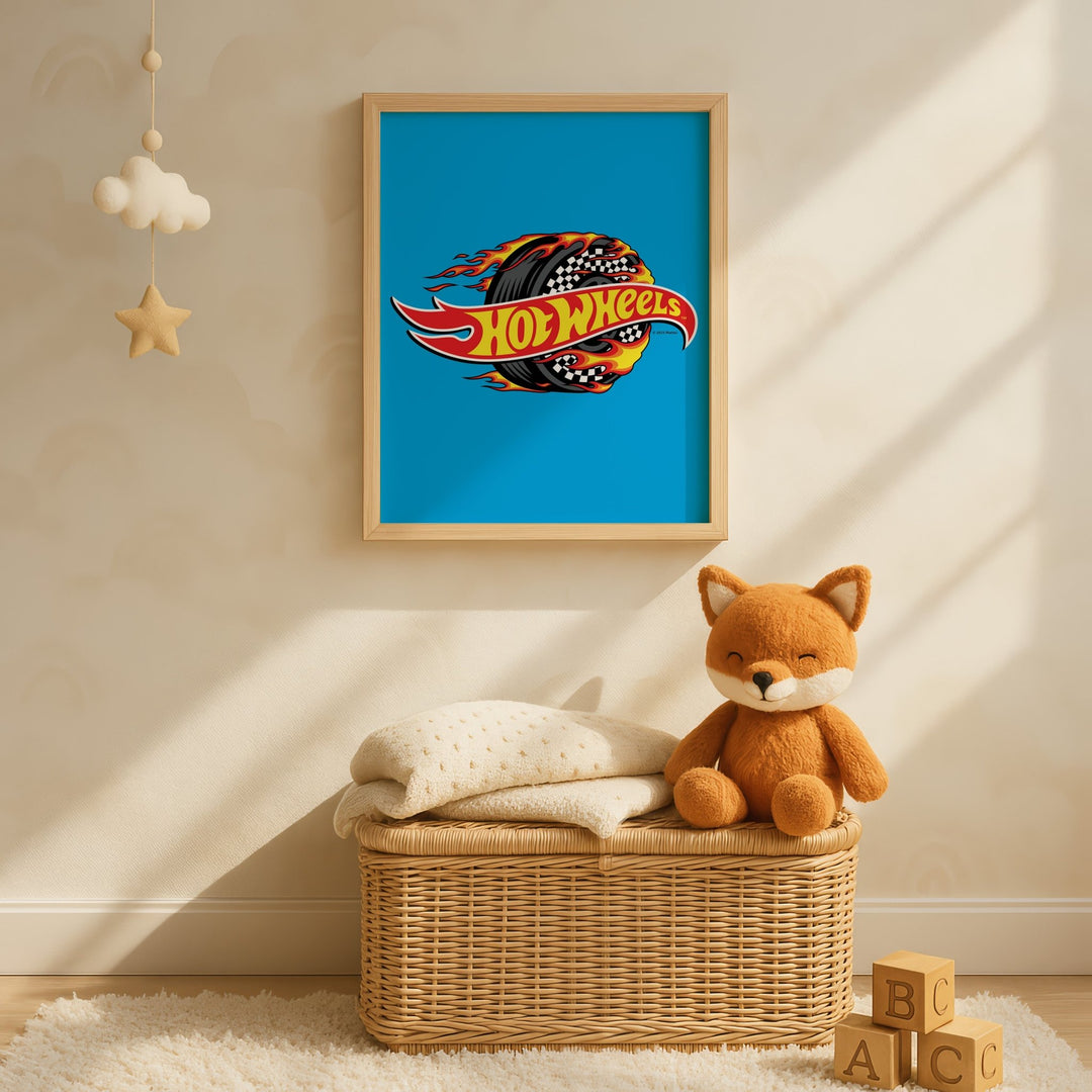 Hot Wheels Flaming Logo Tyre Wall Art wall - art - picture - poster