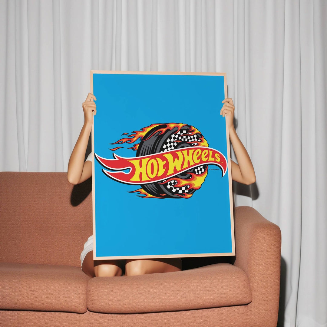 Hot Wheels Flaming Logo Tyre Wall Art wall - art - picture - poster